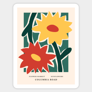 Flower market, Columbia road, Sunflowers, Retro print, Exhibition art, Cottagecore, Abstract flowers Sticker